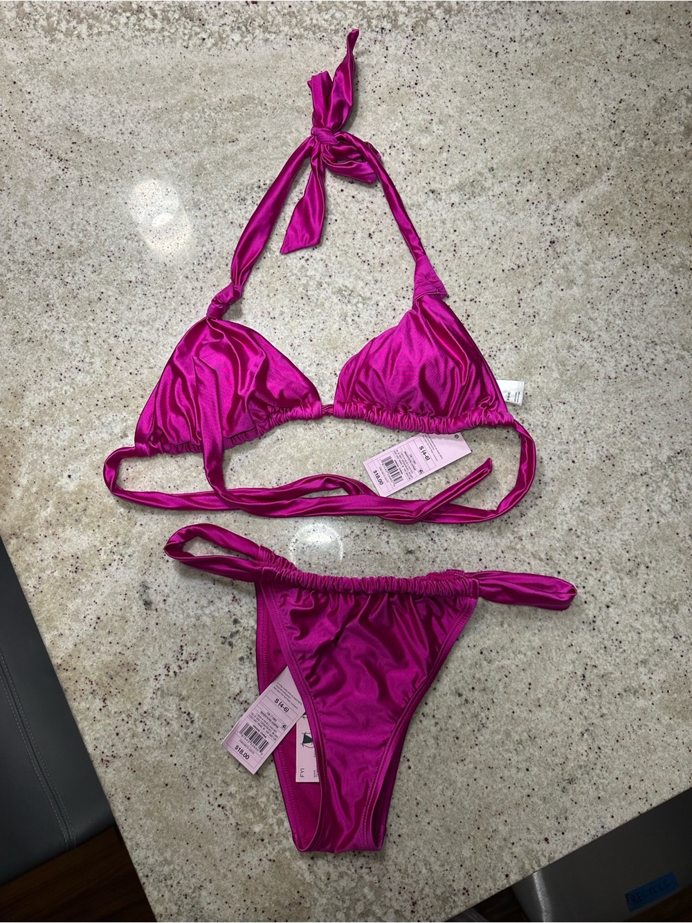NWT Wild Fable (Target) Shiny Magenta Halter Triangle Bikini